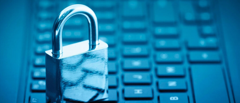 Lock on a blue keyboard