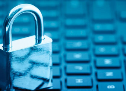 Lock on a blue keyboard